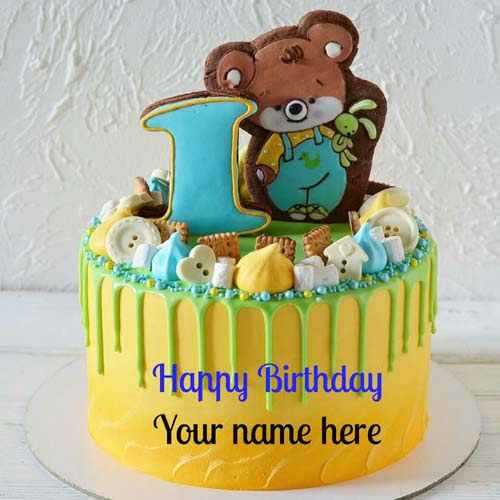 1st Happy Birthday Cake With Name And Photo Edit Cake Walls