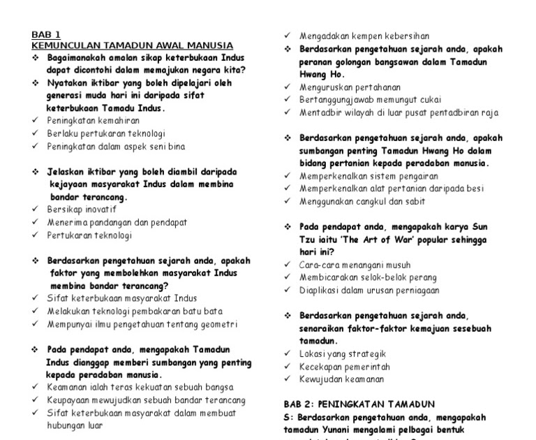 Contoh Soalan Kbat Sejarah Tingkatan 4 Bab 6 Kertas 3 