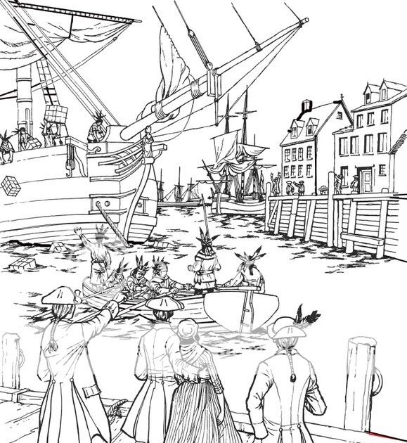 Download All Things John Adams: Coloring Pages: Boston Tea Party And Paul Revere's Ride