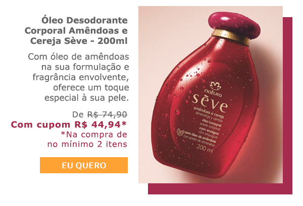 Óleo Desodorante Corporal Amêndoas e Cereja Sève - 200ml