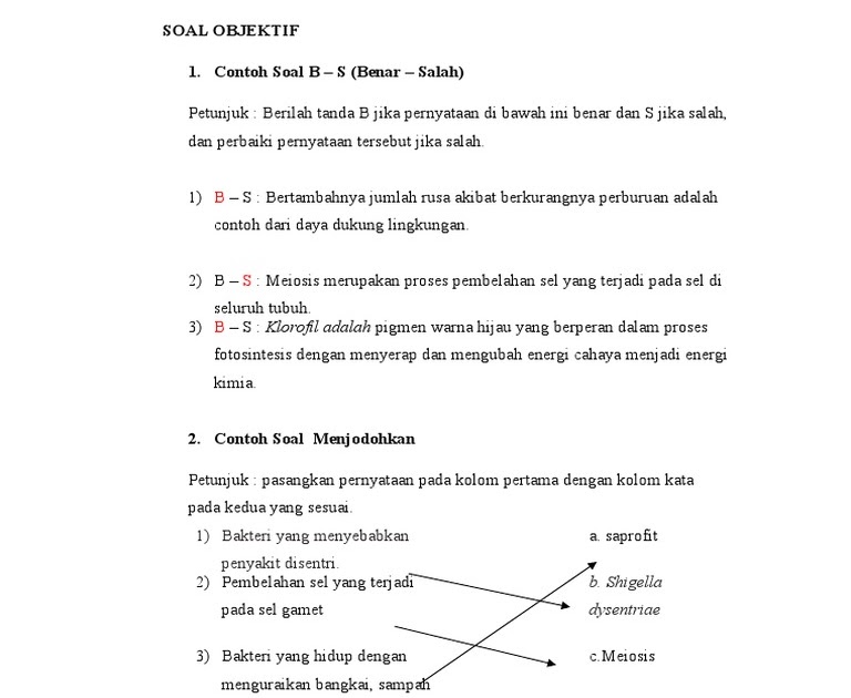 Contoh Soal Menjodohkan Bahasa Indonesia Sd Jejak Pelajar