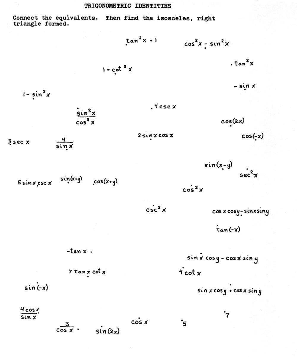 Proving trigonometric identities worksheet with answers