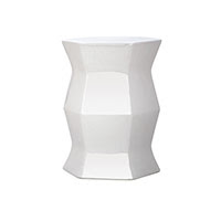 White hexagon garden stool