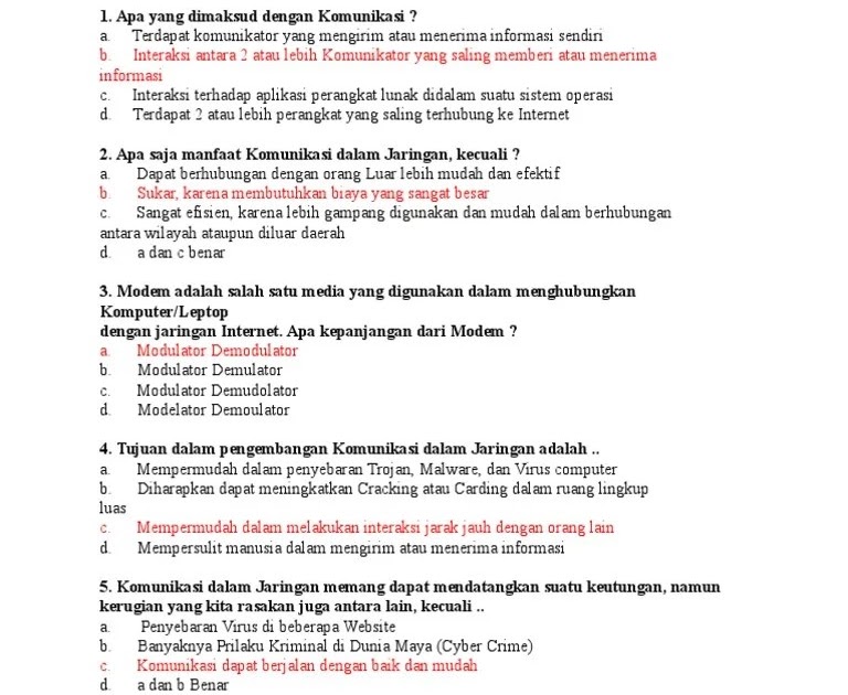 Contoh Soal Tkj Essay Latihan Soal Ujian Nasional Un