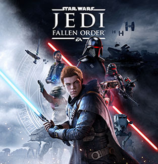 Star Wars Jedi: Fallen Order game art: characters hold lightsabers.