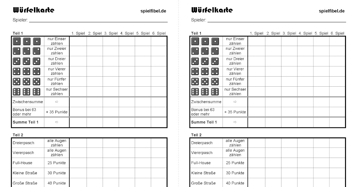 Kniffelblock Vorlage Zum Ausdrucken / Kniffel Extreme ...