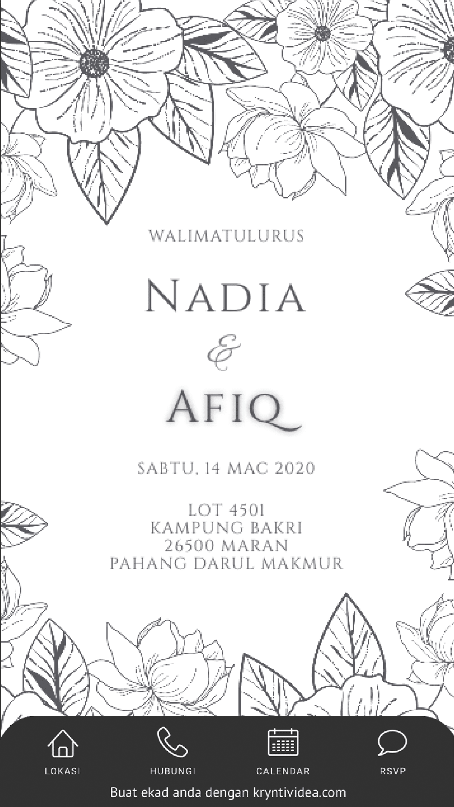 kad kahwin hitam putih