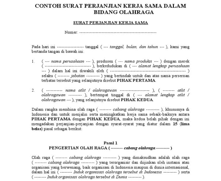 Contoh Surat Perjanjian Futsal Contoh Surat