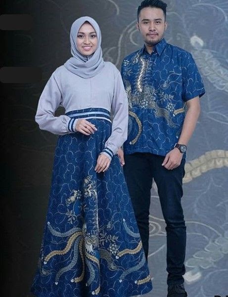 20 Trend Terbaru Modern Model Gamis  Batik  Kombinasi  Kain 