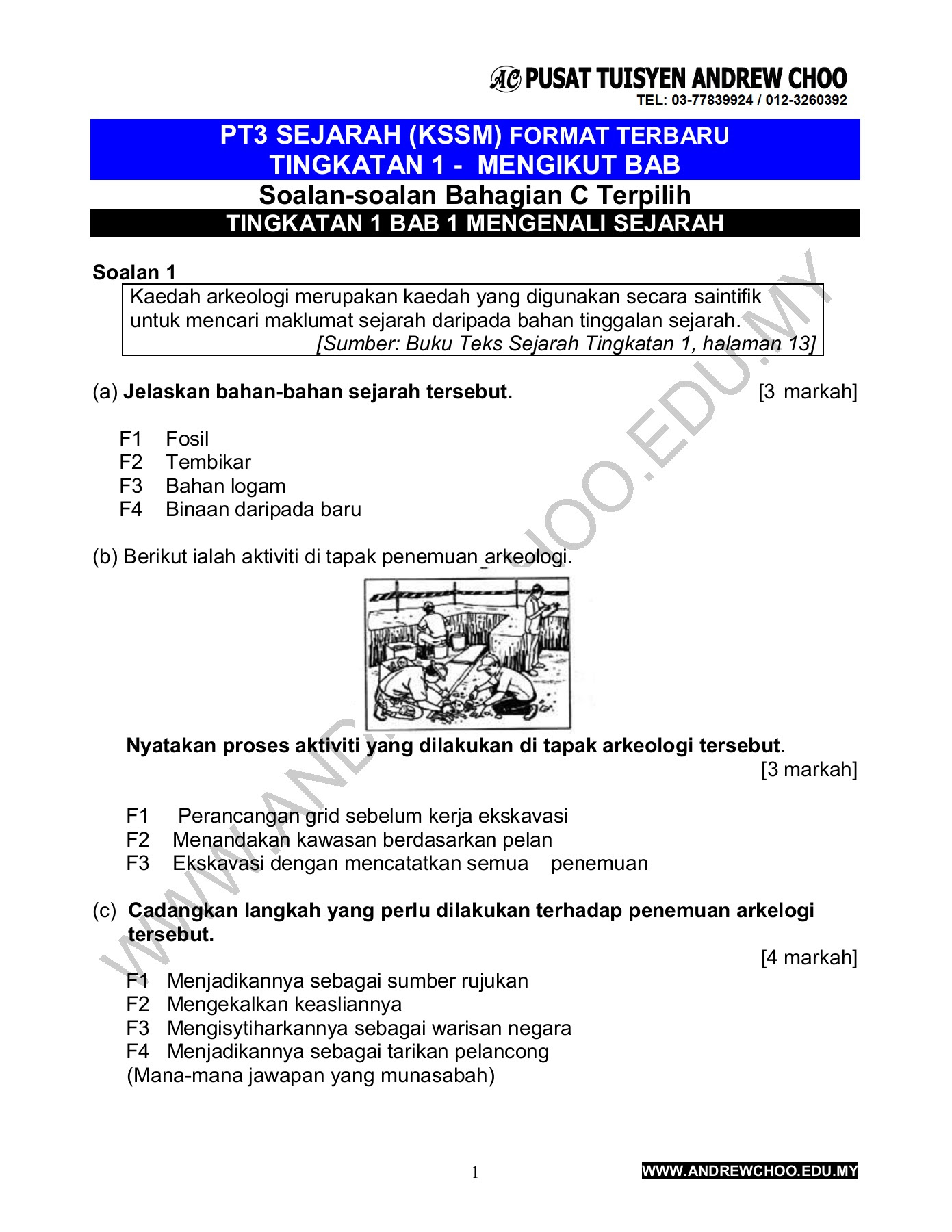 Jawapan Buku Latihan Sejarah Tingkatan 1 Shah Alam