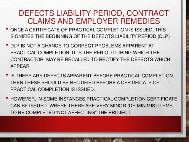 defect liability period in malay