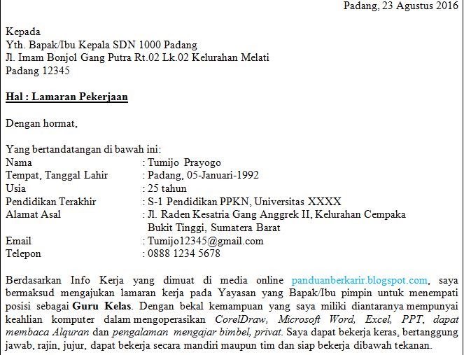 Tuliskan Kalimat Pembuka Surat Lamaran Pekerjaan Yang ...