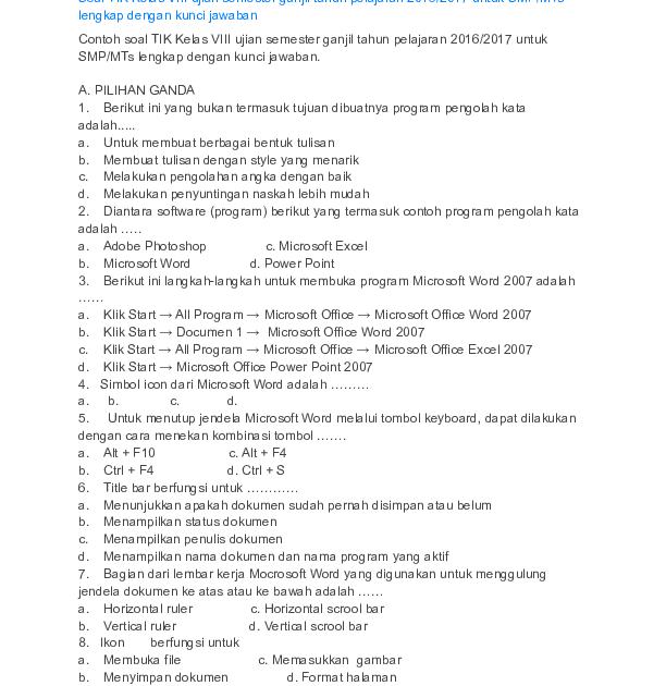 Soal Tik Kelas 9 Bab 2 Beserta Jawabannya Guru Ahli