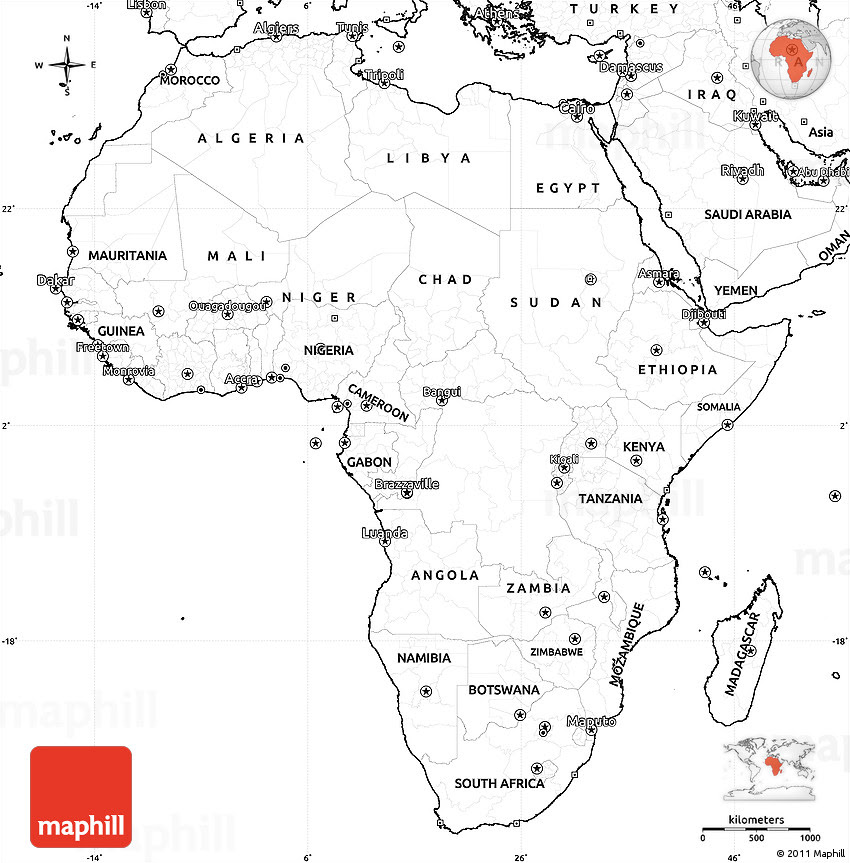 Contour political map of africa. Blank Simple Map Of Africa