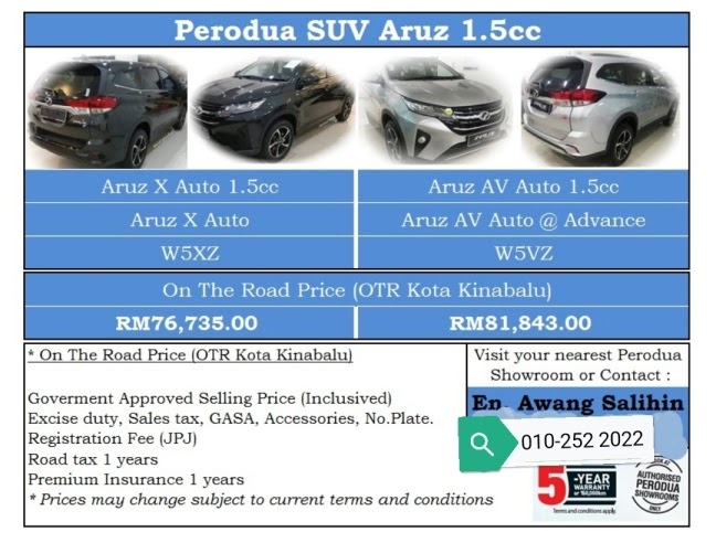 Perodua Aruz Harga Sabah - Guntoh