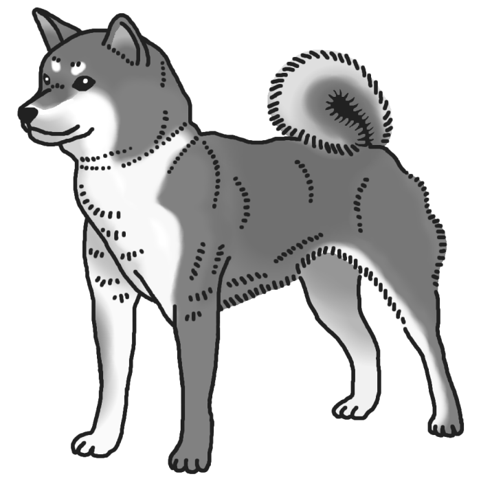 動物の画像について ぜいたく柴犬 イラスト 白黒