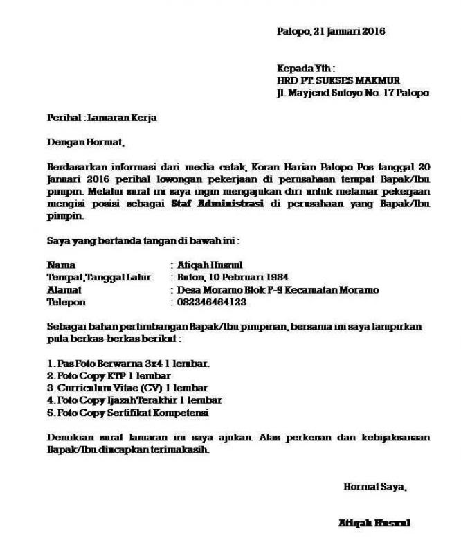 Contoh surat lamaran kerja dalam bahasa inggris. Contoh Surat Lamaran Pekerjaan Bahasa Indonesia Kelas 12 Contoh Surat