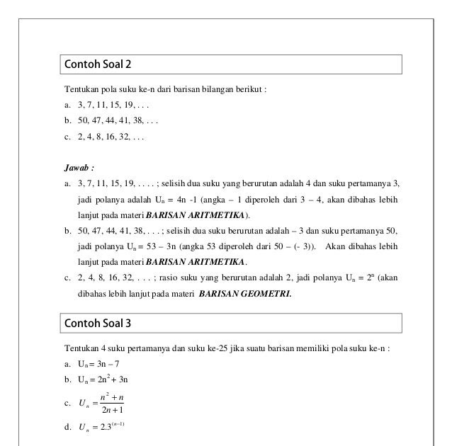 Contoh Soal Pola Bilangan Kelas 8 Contoh Soal Terbaru
