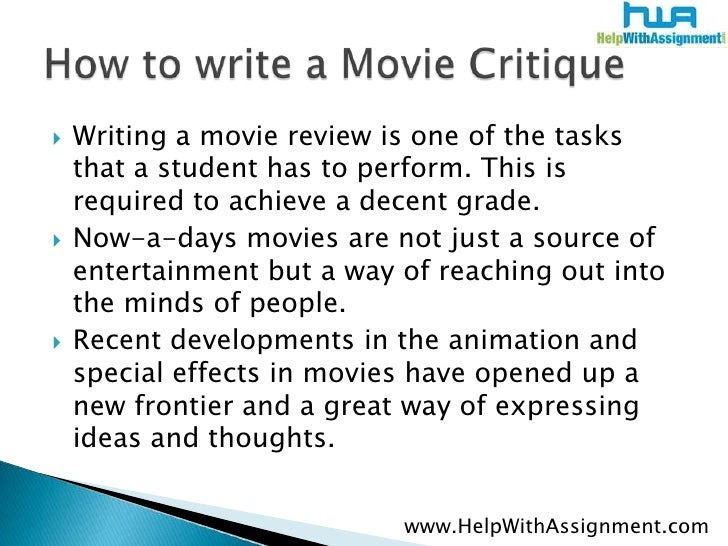 How to critique a research article. Movie Critique