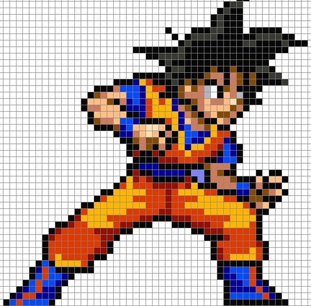 Goku Dragon Ball Pixel Art Grid - Pixel Art Grid Gallery