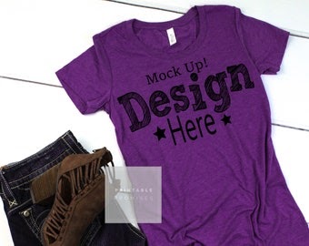 Download Bella Canvas Purple T Shirt MockUp, 8413 Mockup Shirt, Ladies Shirt Mock Up, Product Flatlay ...