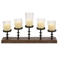 Wood and metal glass candelabra.