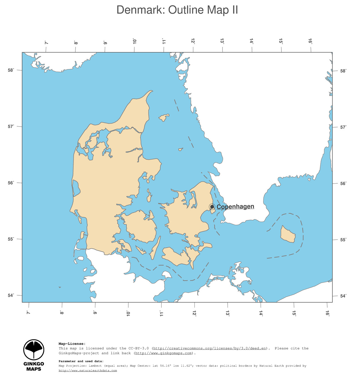 Location of some famous sites. Map Denmark Ginkgomaps Continent Europe Region Denmark