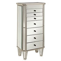 Powell Mirrored Wooden Jewelry Armoire, Silver