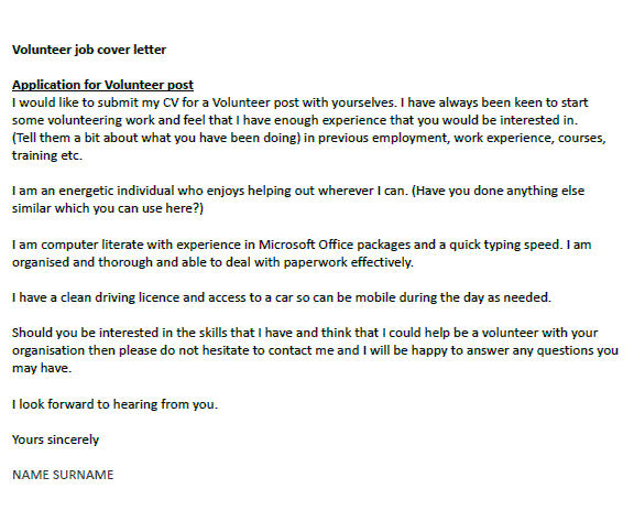 It is according to own schedule because, it is necessary for degree. Volunteer Job Cover Letter Example Icover Org Uk Icover Org Uk