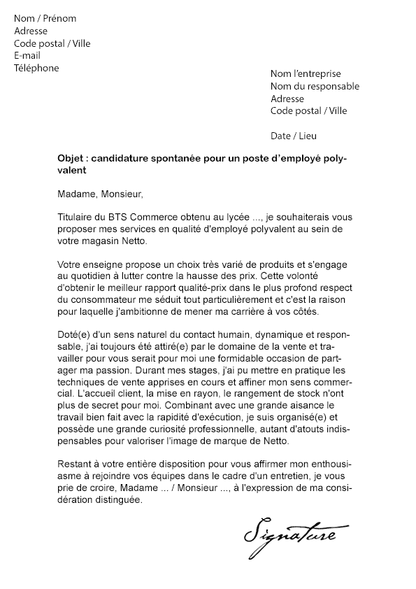 Lettre De Motivation SpontanÃ©e MÃ©canicien  Soalan 0