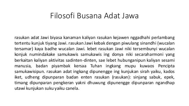 Contoh Teks Deskripsi Bahasa Jawa Tentang Pakaian Adat