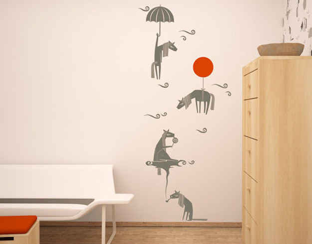 These lazy floating horse decals.