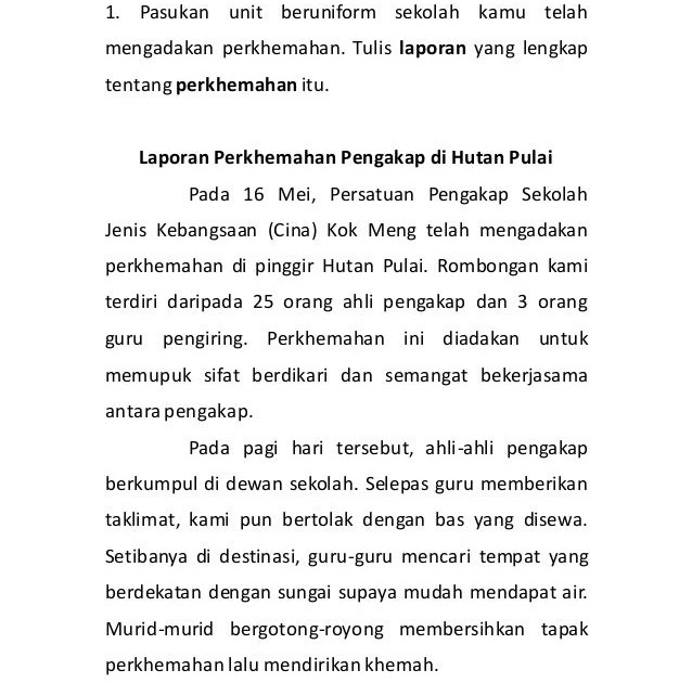 Contoh Karangan Jenis Laporan Perkhemahan - Contoh Agus