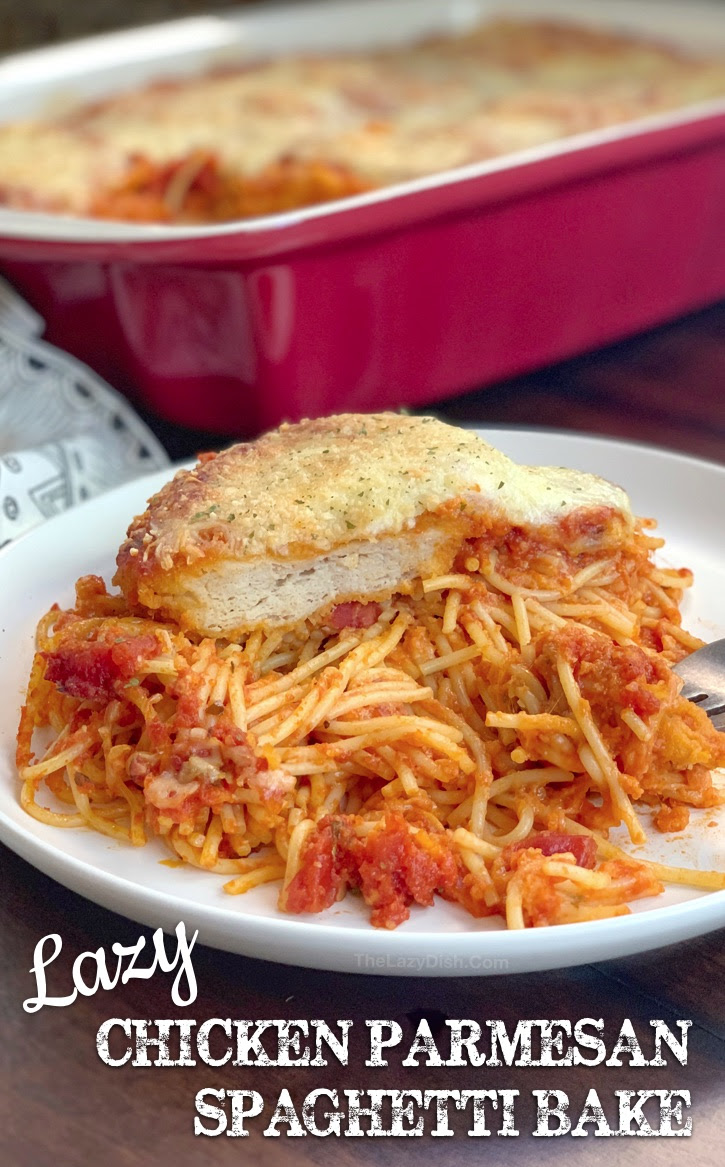 Need a sunday dinner idea? Lazy Chicken Parmesan Baked Spaghetti The Lazy Dish