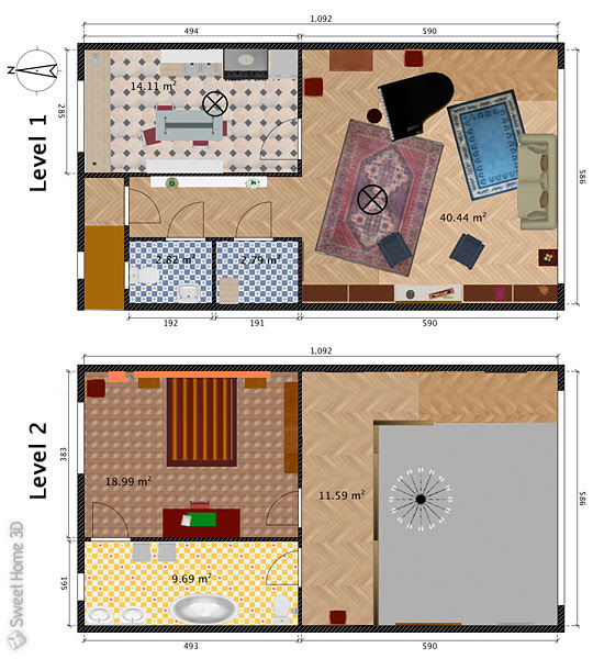 You'll be able to design indoors environments very accurately thanks to the creating a room is as simple as dragging a pair of lines on a plain because the program will generate the 3d model automatically. Sweet Home 3d Gallery