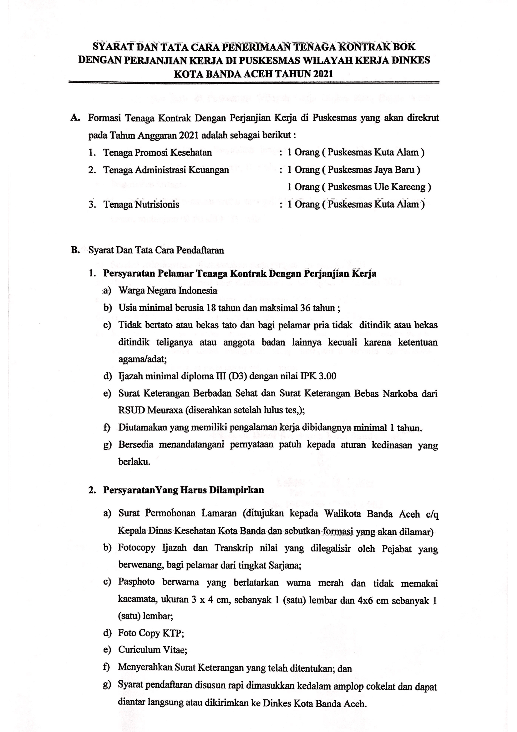 Bagaimana cara daftar bpjs dan apa saja syarat pendaftaran bpjs ketenagakerjaan yang diperlukan? Pengumuman Penerimaan Tenaga Kontrak Bok Dengan Perjanjian Kerja Di Puskesmas Wilayah Kerja Dinas Kesehatan Kota Banda Aceh Tahun 2021 Dinas Kesehatan
