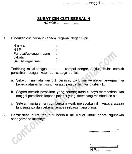 Contoh Surat Izin Cuti Kerja Tahunan - Surat G