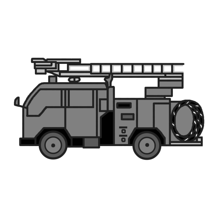 かわいいディズニー画像 綺麗な白黒 消防 車 イラスト