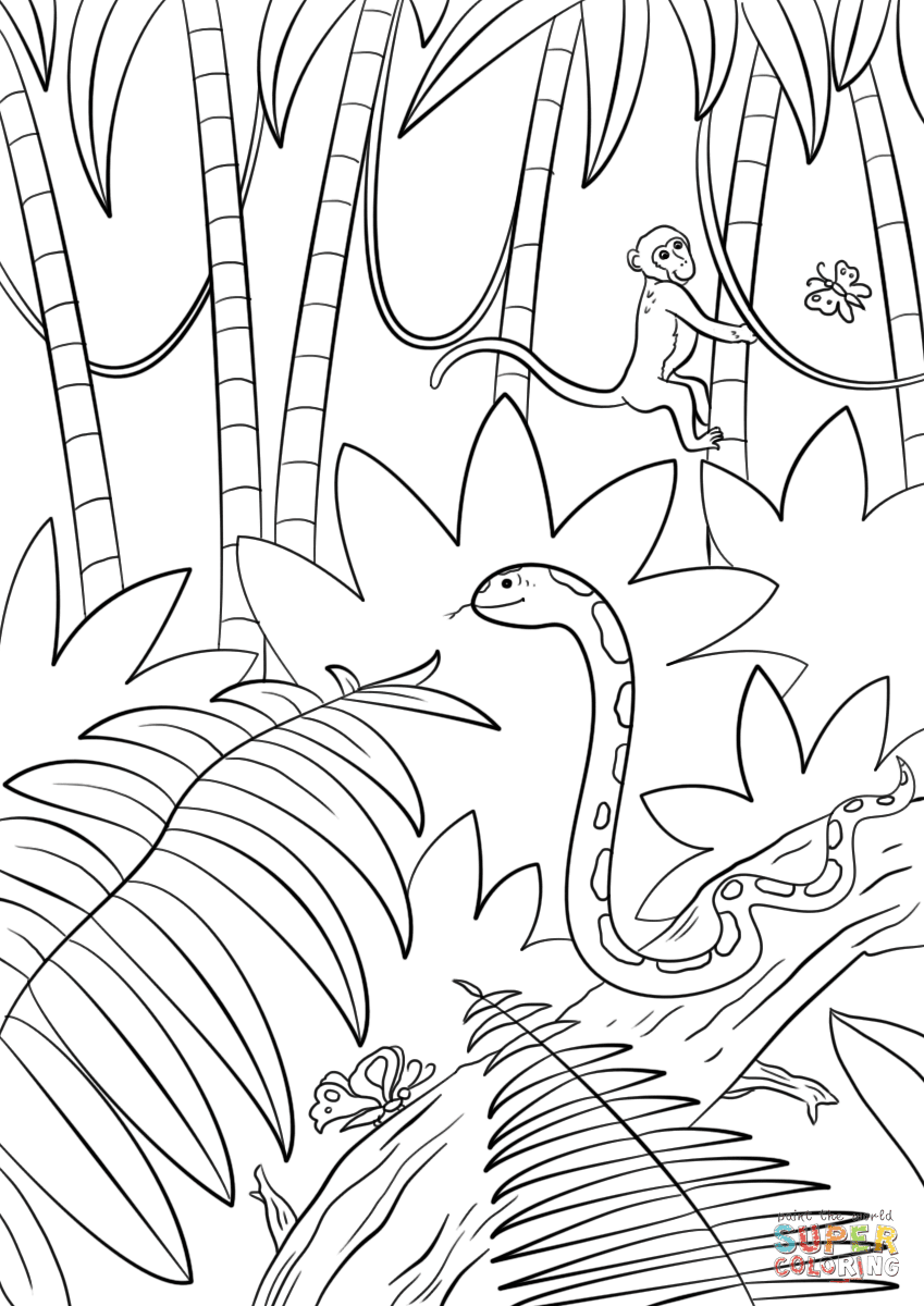 Szahhqo safari animalsring pages getcoloringpages com awesome jungle uncategorized baby printable free to print scene. Jungle Scene Coloring Page Free Printable Coloring Pages