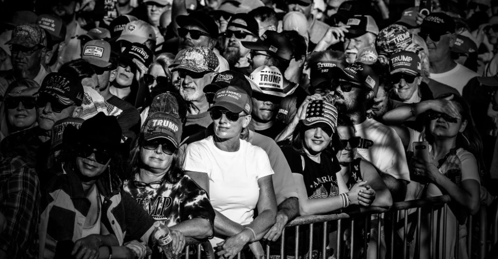 Photo of Trump supporters that accompanied a New York Times column by David Brooks