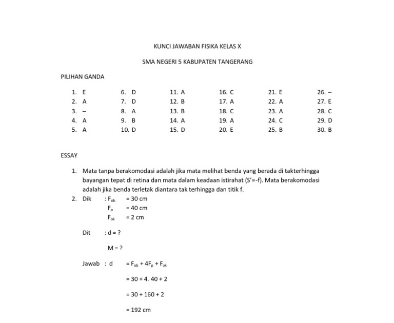 Kunci Jawaban Fisika Kelas 10 Semester 1 - Soal Ilmu