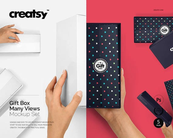 Download Gift Box Mockup Set Mailing Box Template Kraft Boxes