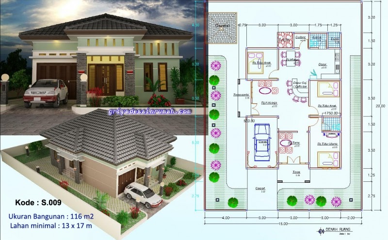 Gambar Desain Rumah  1 Lantai  Ukuran 10x20 Feed News 