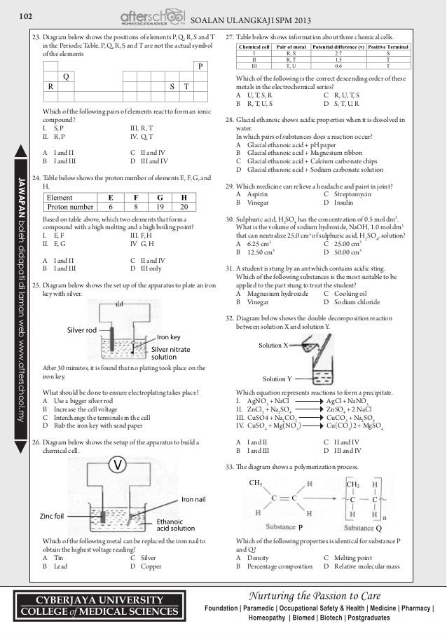 Soalan Chemistry Form 4 - Malacca t