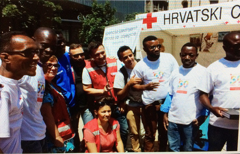 Asylum seekers in Croatia joining in marking World Refugee Day 2015 Photo: Screenshot Croatian Red Cross website  