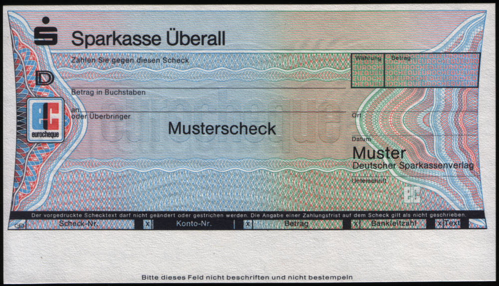 Muster scheckvordruck / postausgang : Musterschecks