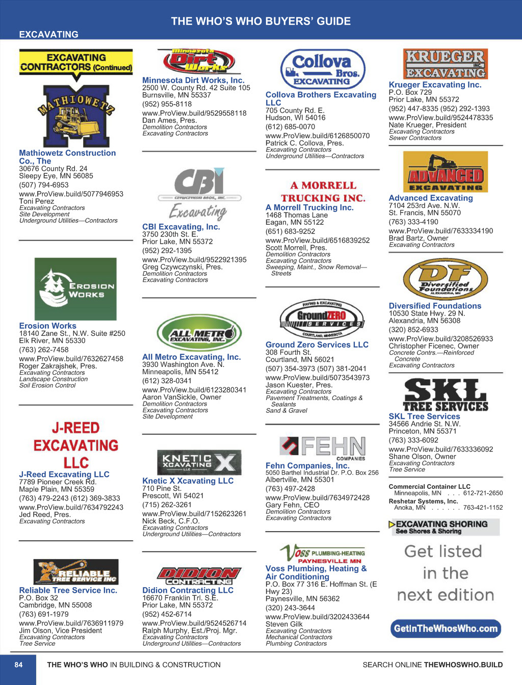 Get directions, reviews and information for boumeester and sons excavating contractors in hudson, wi. Who S Who Spring 2017 Minnesota