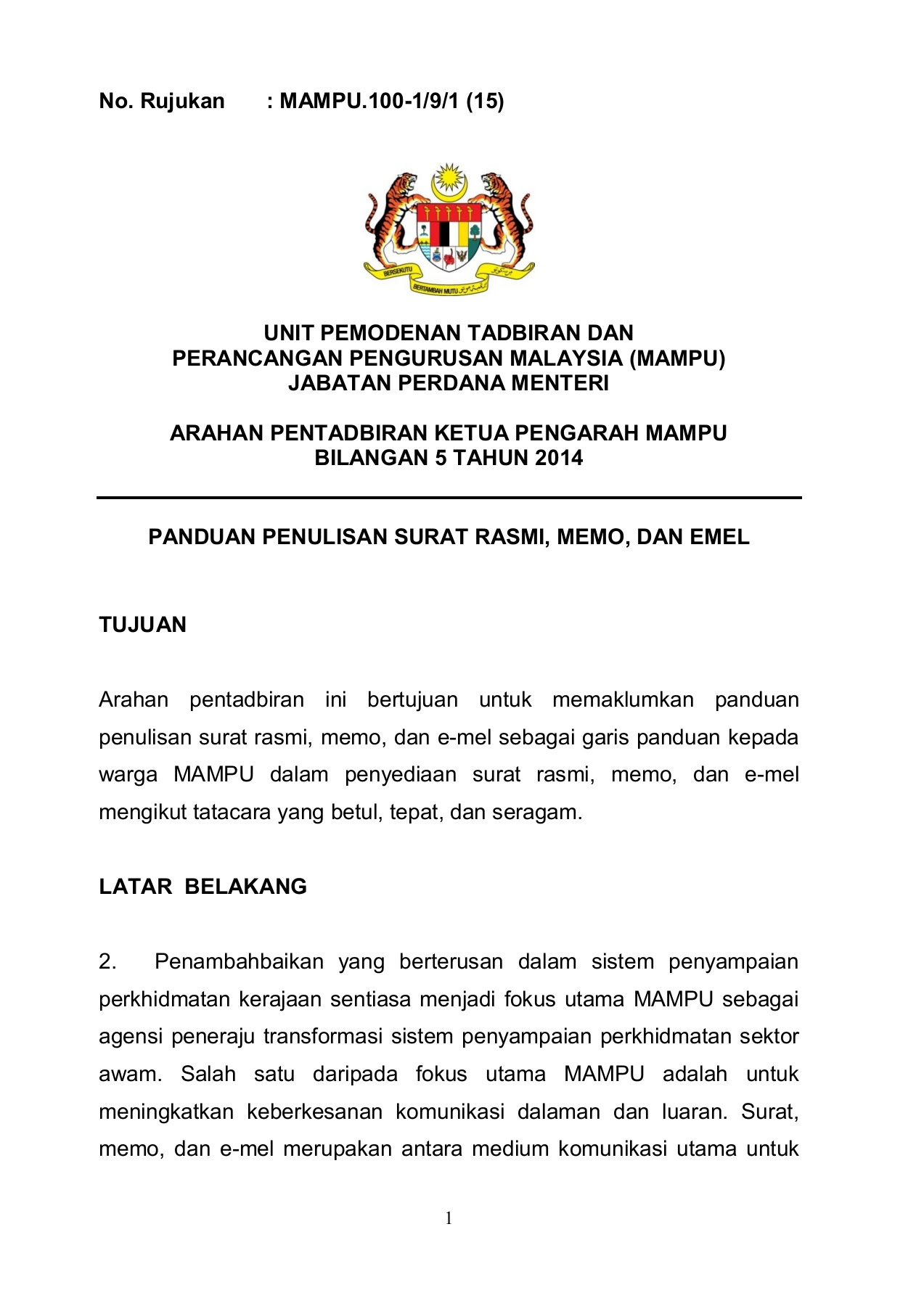 surat rasmi untuk perhatian