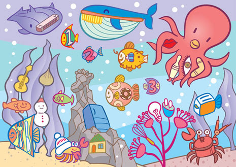 無料ダウンロード海の中の生き物 イラスト 最高の動物画像