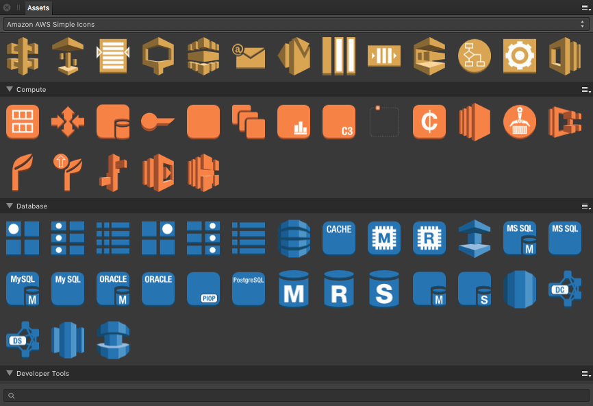 The tree initially appears showing the root, displaying only the first level of child ous and accounts. Affinity Designer Asset For Aws Icon Set